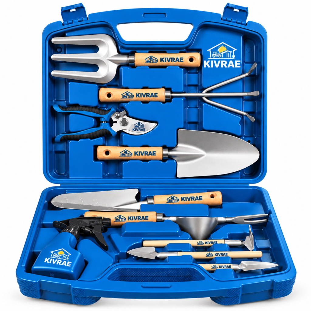 KIVRAE 12-piece gardening tool set with hard storage case